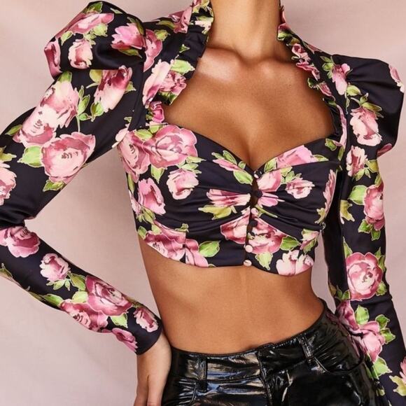 House of CB Marcellina Bustier Crop Top Size S Rose Print Valentine’s Day - Picture 1 of 7